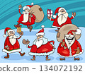 happy cartoon Santa Clauses characters on Christmas time 134072192