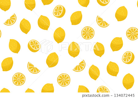 Lemons whole or cut slice seamless pattern different fruits juicy citrus citron boundless background Lemons whole or cut slice seamless pattern different fruits juicy citrus citron boundless background 134072445