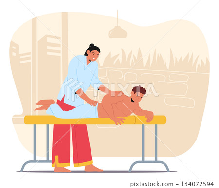 Skilled master expertly delivering chiropractic therapy for spinal adjustment and holistic healing 134072594
