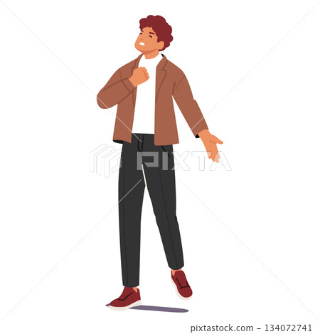 Emotional man cartoon character deeply engaged in self-expression within drama theatre class Emotional man cartoon character deeply engaged in self-expression within drama theatre class 134072741