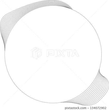 Circle white frame dynamic liquid overlapping for tag, badges, logo 134072902