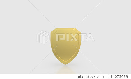 Golden Security Shield Protection Symbol 3d render. 134073089