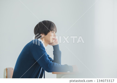 Male high school student studying Male high school student studying 134073317