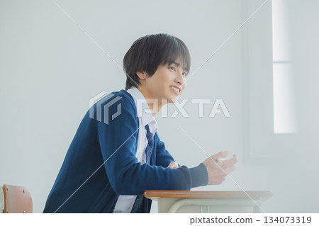 Male high school student studying Male high school student studying 134073319