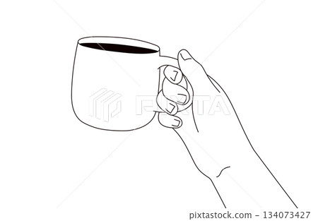 Illustration material of a hand holding a cup Illustration material of a hand holding a cup 134073427