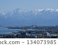 A view of Shinminato Bridge and the Tateyama mountain range 134073985