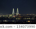 Night view of Shinminato Bridge 134073990