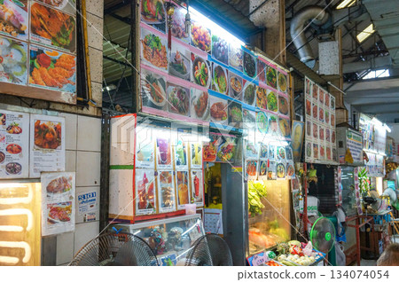 A photo menu displayed by each shop along a dingy shopping street in Thailand A photo menu displayed by each shop along a dingy shopping street in Thailand 134074054