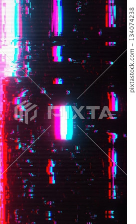 Glitch art style abstract background - neon colors and distorted color channels 134074238