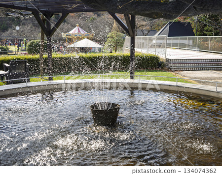 The spray of a park fountain sparkling in the sunlight The spray of a park fountain sparkling in the sunlight 134074362