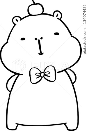 Kawaii Capybara Valentine Outline Cartoon with hidding Hands on back Kawaii Capybara Valentine Outline Cartoon with hidding Hands on back 134074423