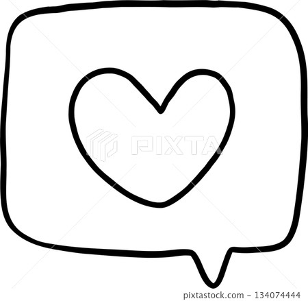 Simple Heart Icon in Speech Bubble Outline Hand Drawn Simple Heart Icon in Speech Bubble Outline Hand Drawn 134074444