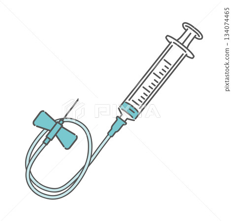 Illustration material of a butterfly needle (dragonfly needle) and syringe (infusion/blood collection) 134074465
