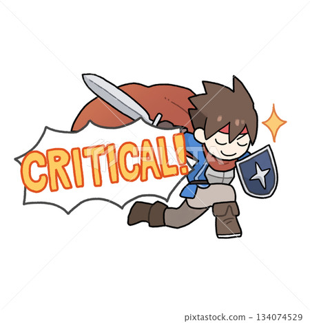 角色扮演遊戲中英雄發動致命一擊的插圖 134074529