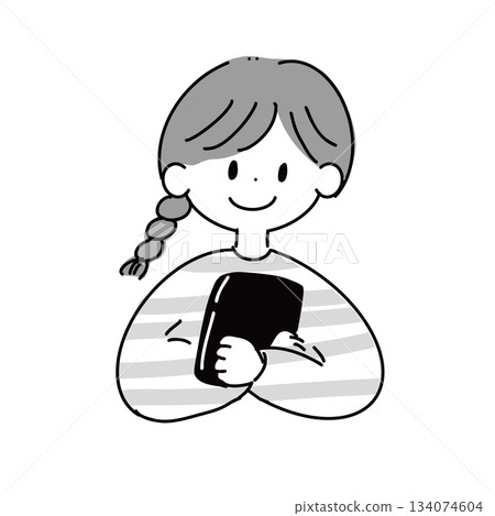 拿著書（平板電腦）的女孩 134074604