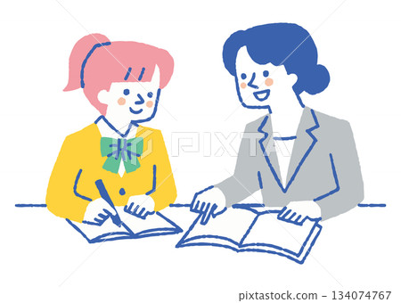 Female student learning from teacher_Color 134074767