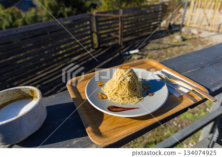 Yaotsu, Gifu Prefecture: Fresh Mont Blanc cake with delicate chestnut paste like golden threads Yaotsu, Gifu Prefecture: Fresh Mont Blanc cake with delicate chestnut paste like golden threads 134074925