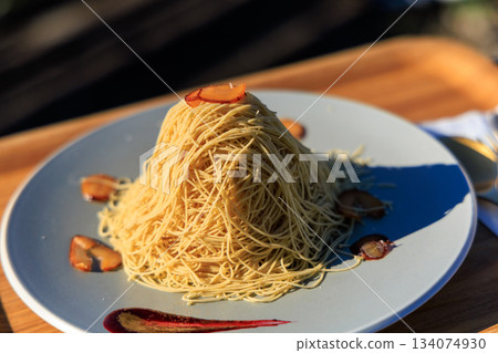Yaotsu, Gifu Prefecture: Fresh Mont Blanc cake with delicate chestnut paste like golden threads 134074930