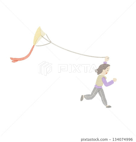 小孩放風箏的插圖 134074996