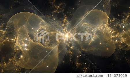 Abstract space art of the golden Butterfly Nebula 134075019