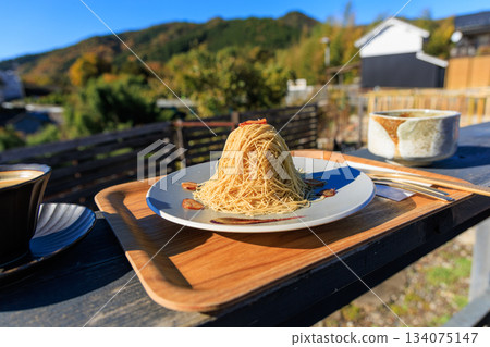 Yaotsu, Gifu Prefecture: Fresh Mont Blanc cake with delicate chestnut paste like golden threads Yaotsu, Gifu Prefecture: Fresh Mont Blanc cake with delicate chestnut paste like golden threads 134075147