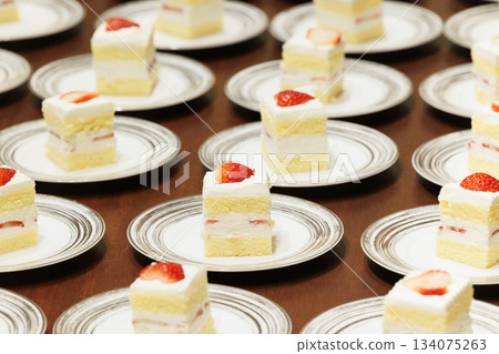Buffet image of shortcakes arranged on a plate 134075263