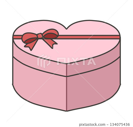 Illustration of a heart-shaped pink gift box with a red ribbon (diagonal) Illustration of a heart-shaped pink gift box with a red ribbon (diagonal) 134075436