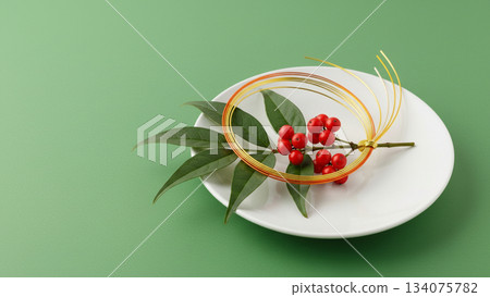 一張擺放著新年禦節料理和南天竹的日式餐桌圖片 一張擺放著新年禦節料理和南天竹的日式餐桌圖片 134075782