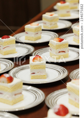 Buffet image of shortcakes arranged on a plate 134075882