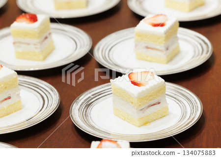 Buffet image of shortcakes arranged on a plate Buffet image of shortcakes arranged on a plate 134075883