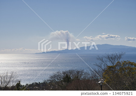 [Kanagawa Prefecture] View of the Izu Peninsula from Shonandai and the mountain burning of Mt. Omuroyama 134075921