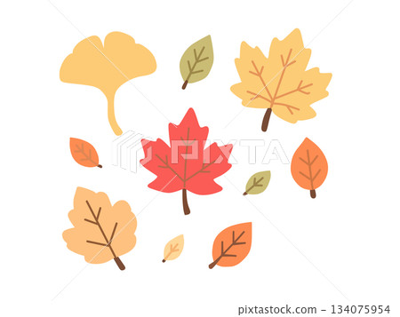 Cute fallen leaves illustration Cute fallen leaves illustration 134075954