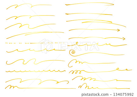 Gold hand-drawn lettering underline set vector Gold hand-drawn lettering underline set vector 134075992