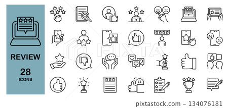 Line icon set for reviews, word of mouth, ratings, etc. 134076181