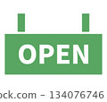 Simple OPEN sign icon green 134076746