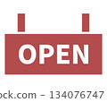 Simple OPEN sign icon red 134076747