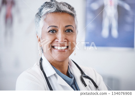 Senior woman, doctor and portrait smile for healthcare, anatomy or cardiology at hospital. Face of happy elderly female medical professional smiling with teeth for health or life insurance at clinic Senior woman, doctor and portrait smile for healthcare, anatomy or cardiology at hospital. Face of happy elderly female medical professional smiling with teeth for health or life insurance at clinic 134076908
