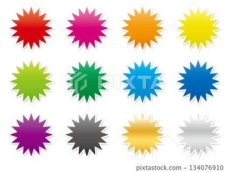 一組12個彩色漸層鋸齒圓 134076910