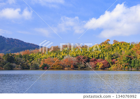 秋葉盛開時,一白湖景色最迷人。 秋葉盛開時,一白湖景色最迷人。 134076992