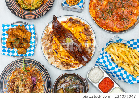 indian cuisine dishes on rustic background 134077048