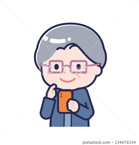A "senior" woman in casual clothes using a smartphone 134078339