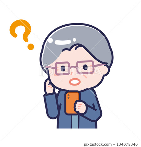 A "senior" woman in casual clothes using a smartphone 134078340