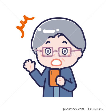 A "senior" woman in casual clothes using a smartphone 134078342