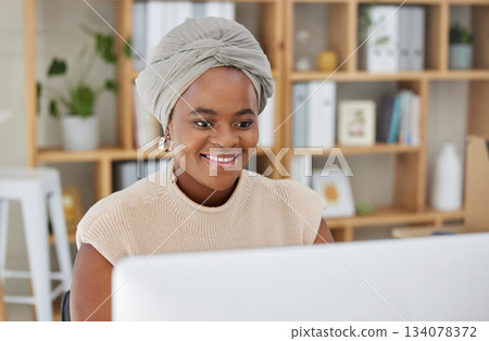 Business, smile or black woman typing on computer working on search engine or online project research. SEO technology, email or happy African journalist writing blog reports or internet articles Business, smile or black woman typing on computer working on search engine or online project research. SEO technology, email or happy African journalist writing blog reports or internet articles 134078372