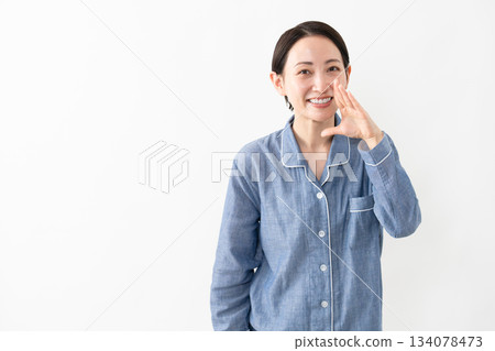 Woman wearing pajamas Lifestyle image Woman wearing pajamas Lifestyle image 134078473