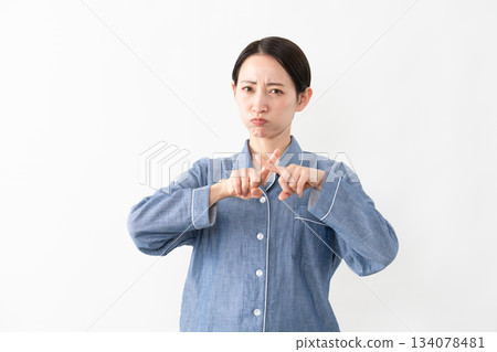 Woman wearing pajamas Lifestyle image 134078481