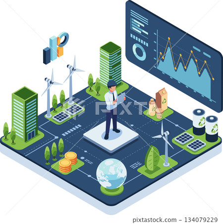 Isometric Investor Planning Sustainable Asset Strategy 134079229