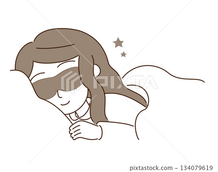 睡覺與眼罩的婦女 睡覺與眼罩的婦女 134079619