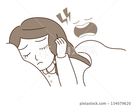 A woman who can't sleep because of snoring A woman who can't sleep because of snoring 134079620