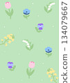 Cute spring flower pattern background 134079667